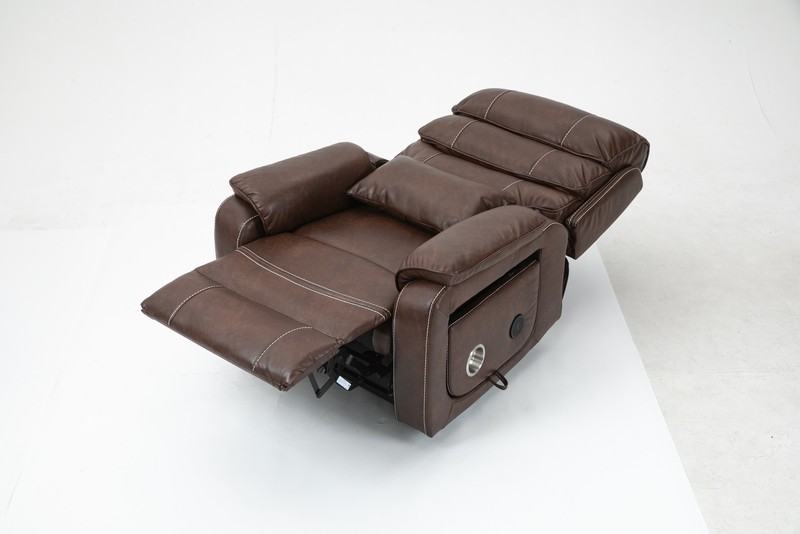 Power Lift Recliner w/Massage Heating, Brown Leather Lounge Sofa for Elderly 180 gallery