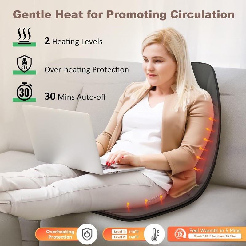 Massage Chair Pad with 10 Vibration Motors & Heating—Perfect for Office and Home gallery