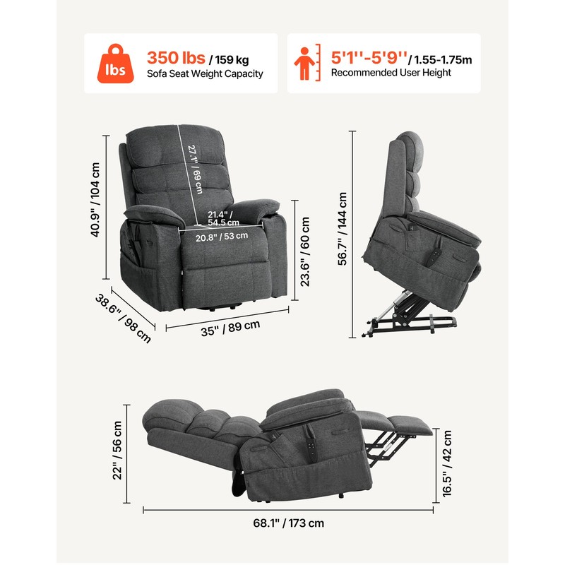Uimoso Power Lift Recliner Chair with Massage and Heating Functions for Seniors gallery