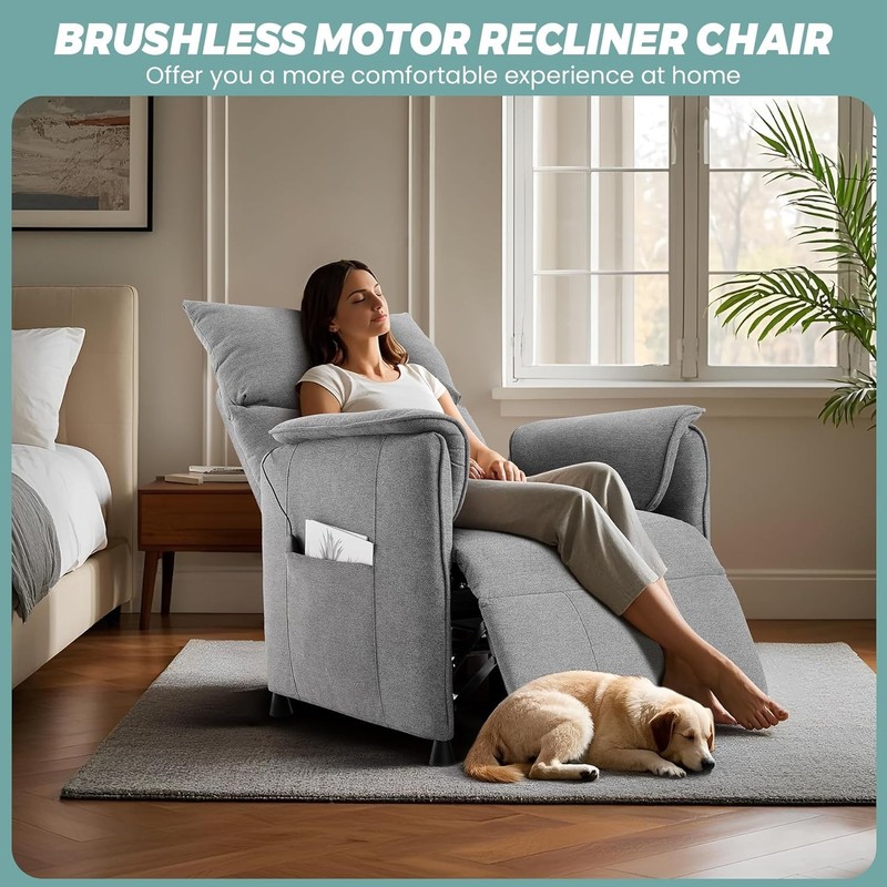 Electric Power Recliner with Heat & Massage,Remote Control Padded Chair for Home gallery