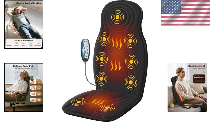Luxurious Back Massager Chair Pad - 9 Motors, Folding & Whisper-Quiet Design gallery