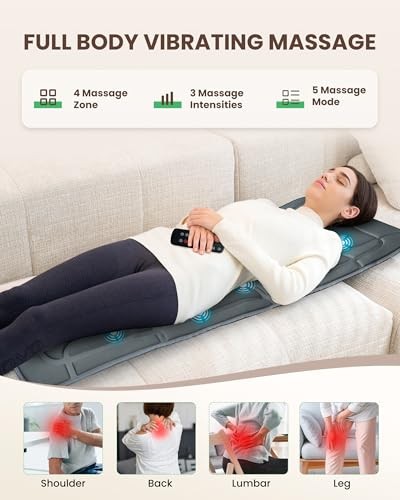 Full Body Massage Mat, Vibration Back Massage Pad for Chair, Bed, Sofa, Blue gallery