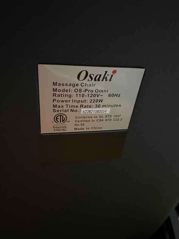 Osaki Black Leather Massage Chair (Model: Os-pro Omni) Pre-Owned but barely used gallery