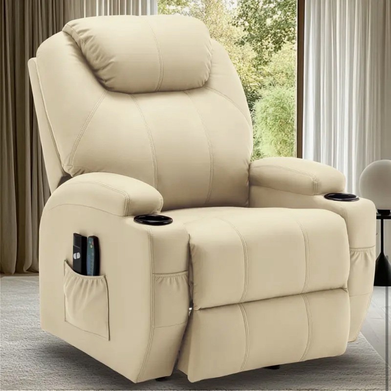 PU Leather Recliner Chair Lift Power Massage Sofa Heat Vibration Heated Leather