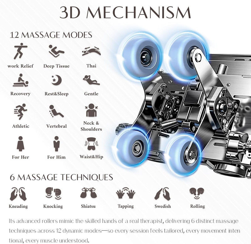Luxury 3D Full Body Massage Chair with Zero Gravity & Bluetooth Speaker gallery