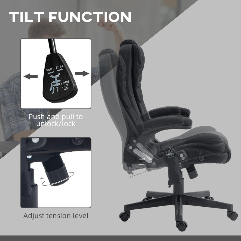 6-Point Vibrating Massage Office Chair with Heat, Reclining Backrest & Padded Ar gallery