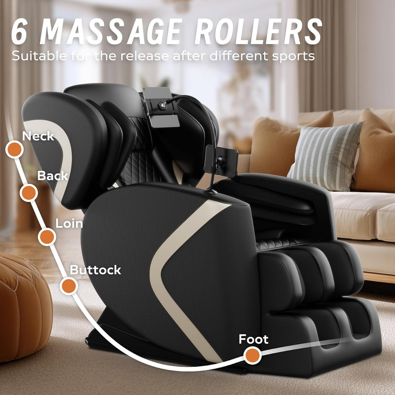 Zero Gravity Massage Chair with Heat, Air Pressure & Remote Control, Black gallery