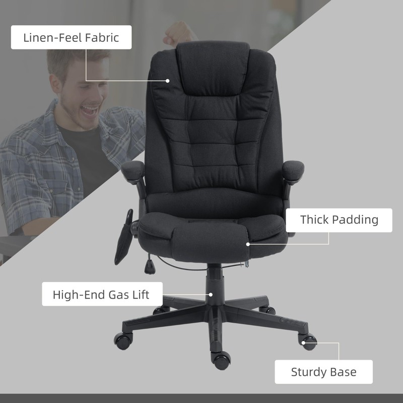 6-Point Vibrating Massage Office Chair with Heat, Reclining Backrest & Padded Ar gallery