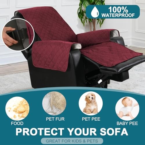 100% Waterproof Power Lift Recliner Cover for Power Lift Recliner 22" Burgundy gallery