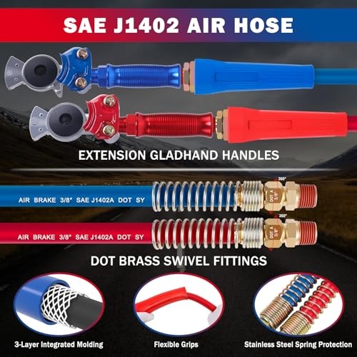 12 FT Semi Truck Air Lines Kit with 2 PCS 16" Single 12 FT Single Spring gallery
