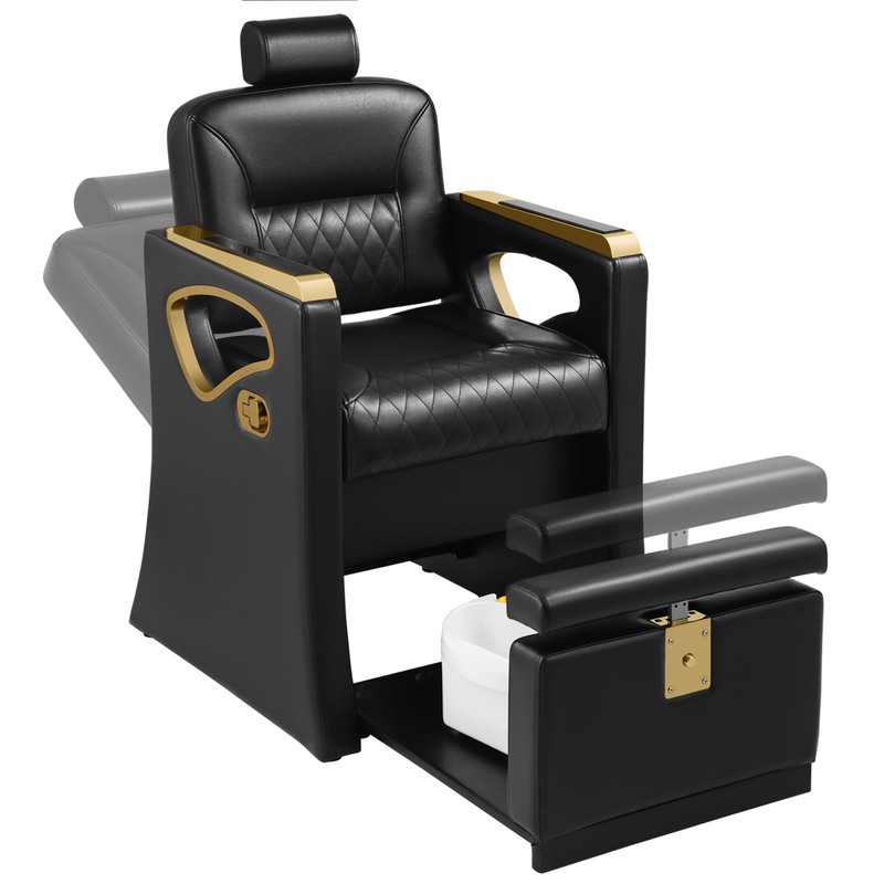 Reclining HeavyDuty Pedicure Chair with Vibration Foot Spa Tub Nail Salon Beauty