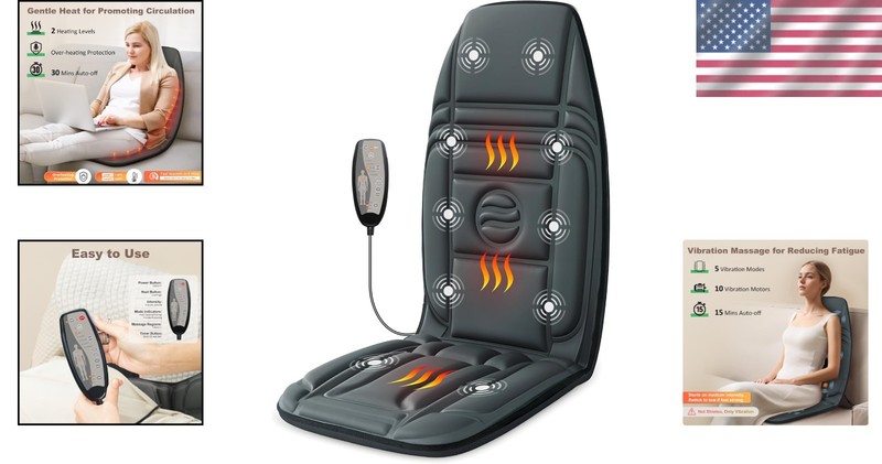 Massage Chair Pad with 10 Vibration Motors & Heating—Perfect for Office and Home gallery
