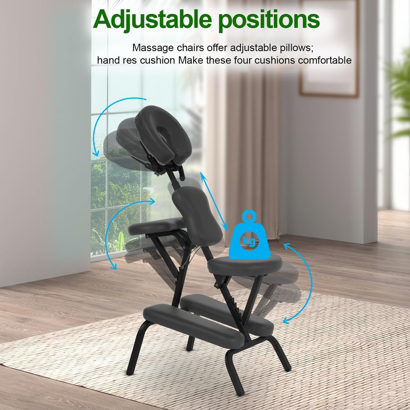 Adjustable Portable Massage & Tattoo Chair with Backpack - Black gallery