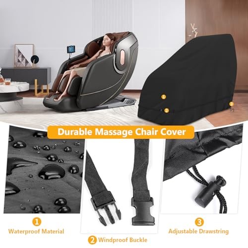 COSHNIBI Massage Chair Cover,Heavy Duty Waterproof and 59"L x 39"W x 55"H Black gallery