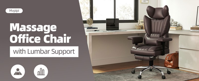 Massage Heated Office Chair with Foot Rest - 6 Points Vibration Big and Tall gallery