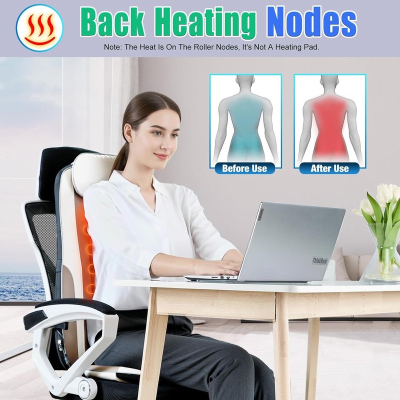 Comrelax Shiatsu Back Massager with Heat Deep Tissue Cushion 2 Vibration Motor gallery