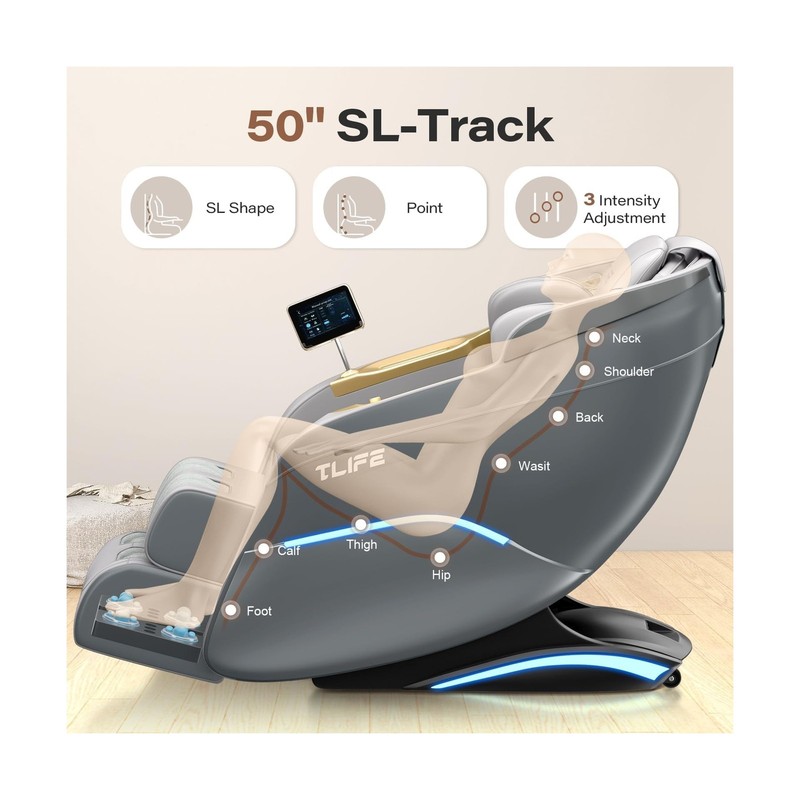 TLIFE Massage Chair Full Body, 160°Zero Gravity Recliner with Body Scan, 50 gallery