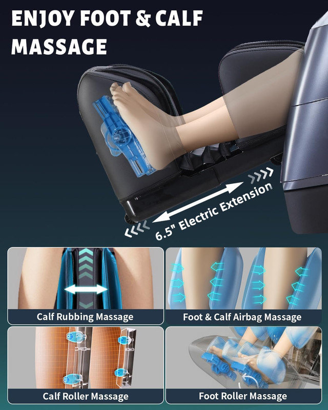 4D Full Body Massage Chair with Flexible 166° Track, Reading Light, 18 Massage M gallery