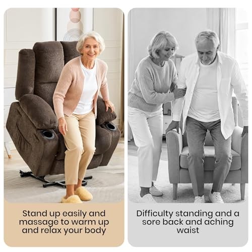 Power Lift Recliner Chair with Massage and Heat, Oversized Electric Lift Brown gallery
