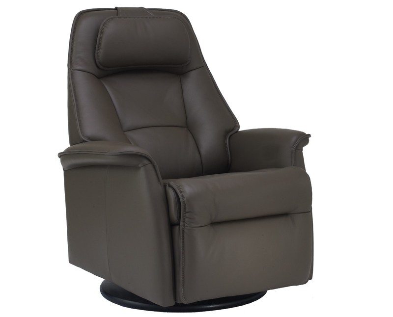Small Fjords Stockholm Swing Relaxer Power Recliner Chair AL Dark Brown Leather