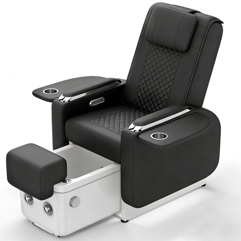 Black Pedicure Spa Chair Recliner Manicure Nail Tech Back Massage Salon Footbath