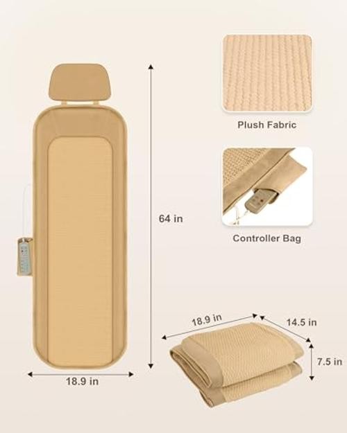 Massage Mat Full Body, Back Massager with Heat and Vibration, HY-3D5-Beige gallery