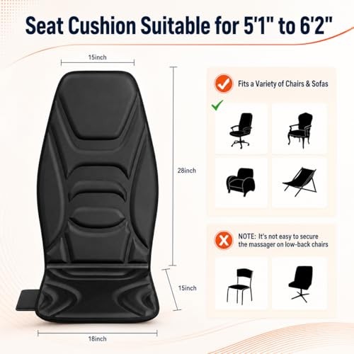 Vibration Massage Seat Cushion with Heat, Back Massager for Chair Jet Black gallery