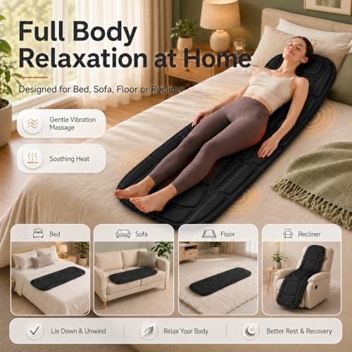 Full Body Massage Mat with Heat, Vibration Massage Mattress Pad with Black gallery