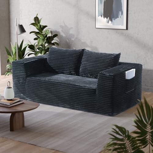 Loveseat Sofa, 71" Foam Sofa in a Box, Plush Corduroy Deep Seat Couch, No gallery