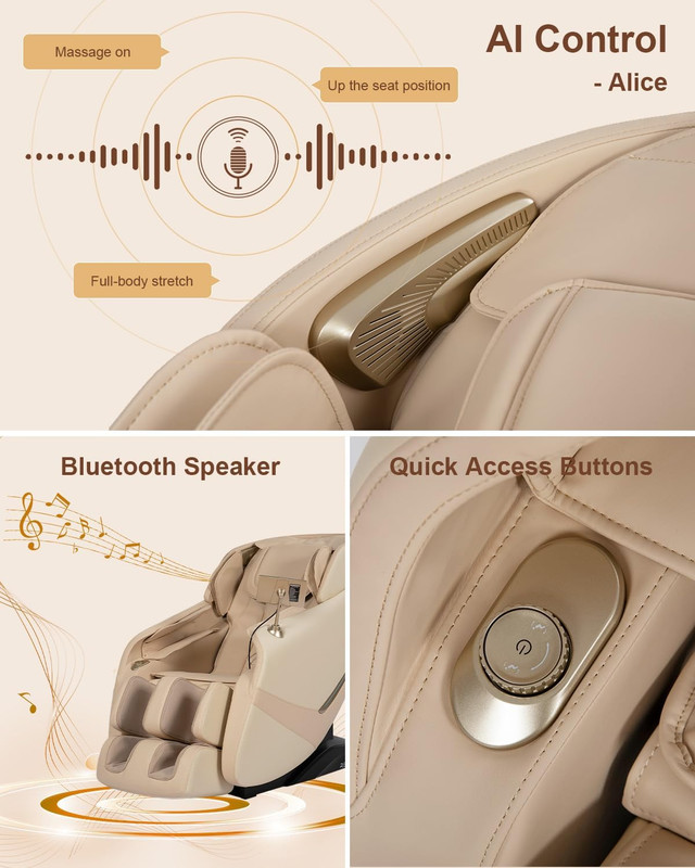 2026 Full Body Massage Chair with Zero Gravity, AI Control & Heating - Beige gallery