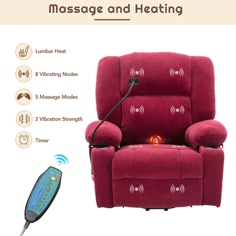 Power Lift Elderly Recliner Chair with Massage and Heating Functions