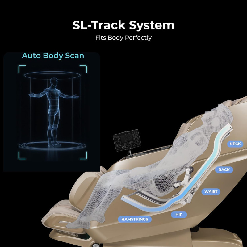 4D Full Body Massage Chair with Zero Gravity & Bluetooth - Brown gallery
