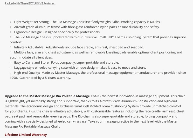 Master Massage Rio Portable Massage Chair Lightweight with Carrying Case gallery