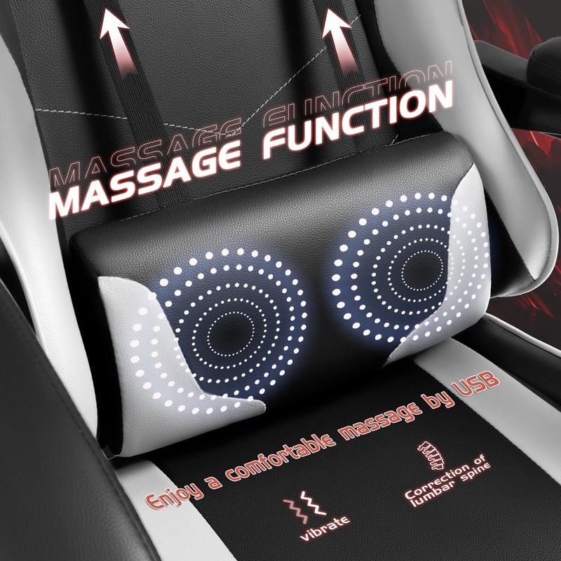 Shahoo Gaming Chair with Footrest and Massage Lumbar Support, Ergonomic Compu... gallery