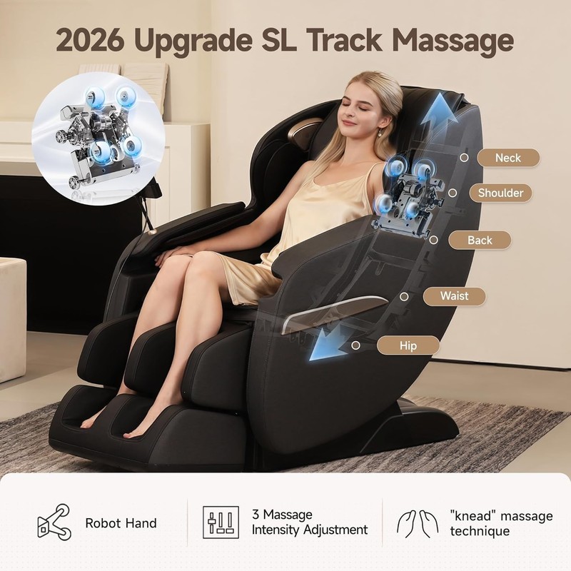 Real Relax Upgraded 2D SL-Track Massage Chair, Recliner FullBody Zero Gravity gallery