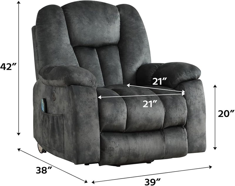Large Power Lift Recliner Chair with Massage, Heat, and USB for Elderly gallery