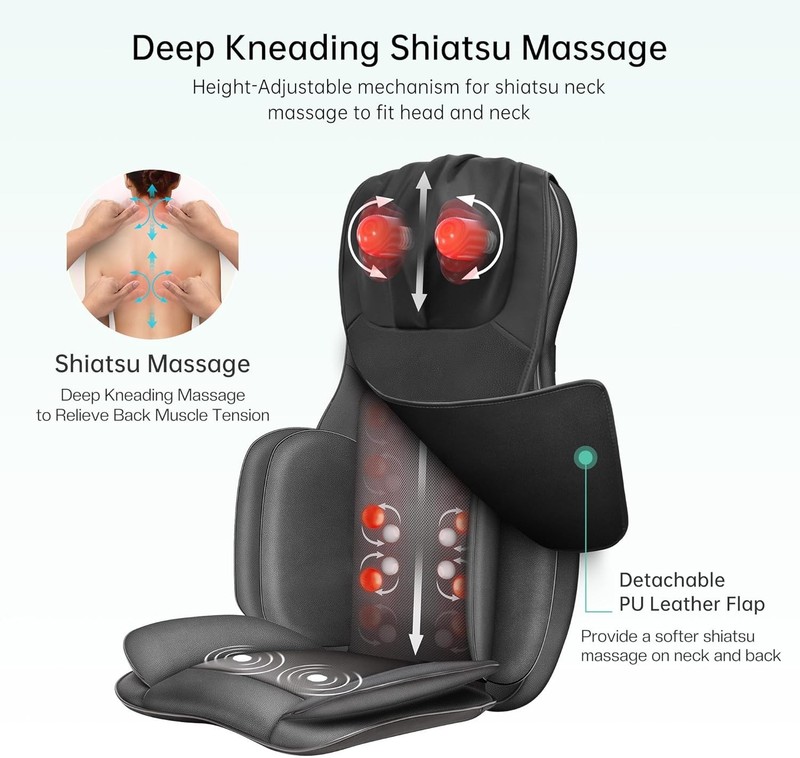 Portable Ultimate Massage Chair Pad with Heat, Shiatsu Therapy & Compression gallery
