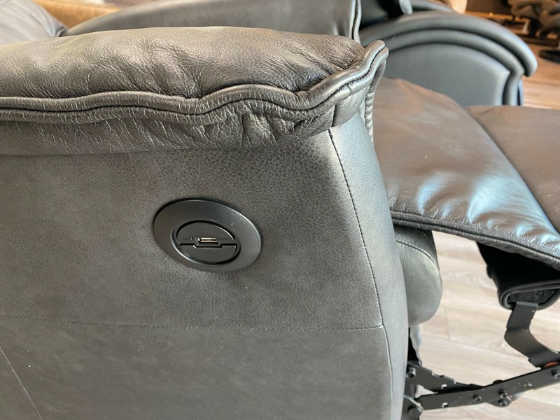 IMG Captain Power Recliner Glider Chair - Sauvage S553 Charcoal Leather - USB gallery
