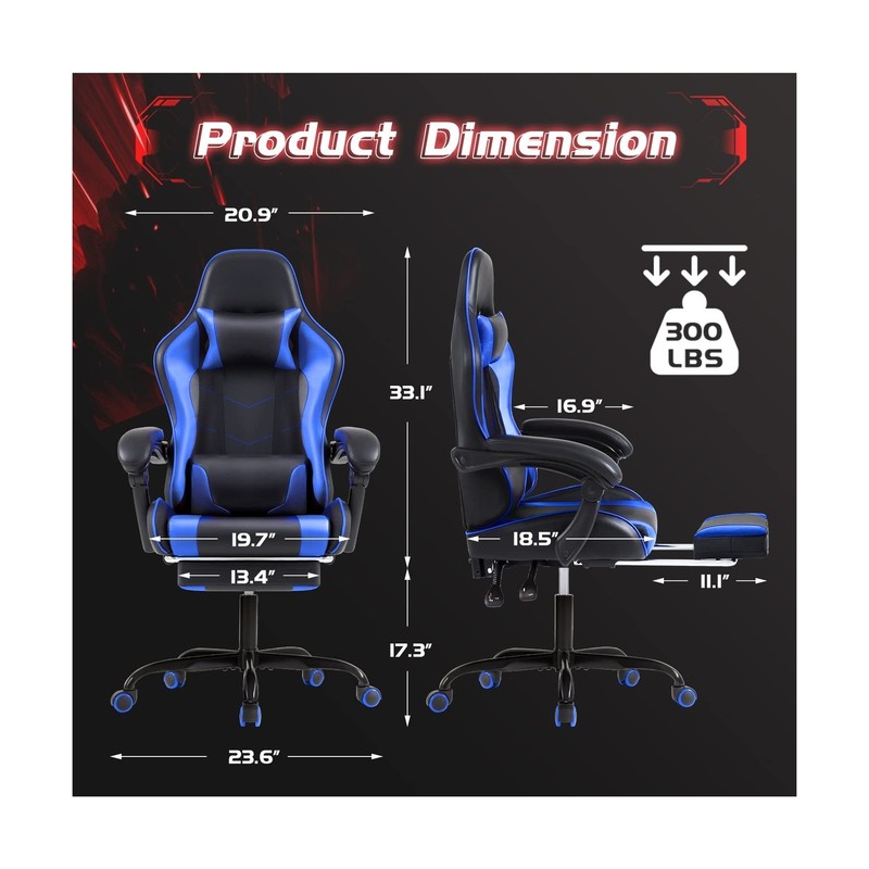 Shahoo Footrest and Massage Lumbar Support, Video Game Chairs Height Adjustab... gallery