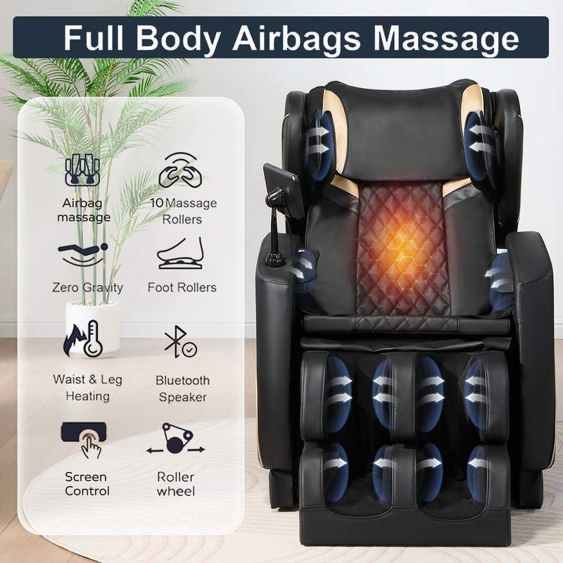 New Full Body Air Pressure Shiatsu Massage Chair Recliner ZERO GRAVITY Black gallery