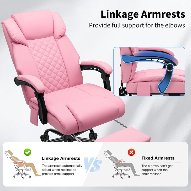 400Lbs Massage Office Chair with Foot Rest 6 Points Vibration Ergonomic Executiv gallery