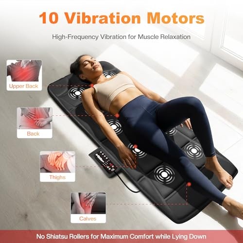 Full Body Massage Mat with Heat, Upgrade Graphene Heating Vibration Back Black gallery
