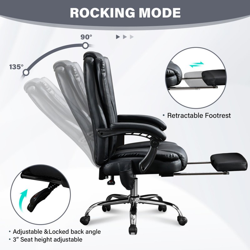 Reclining Massage Chair w/ Heat & Vibration, Office Chair w/ Footrest gallery