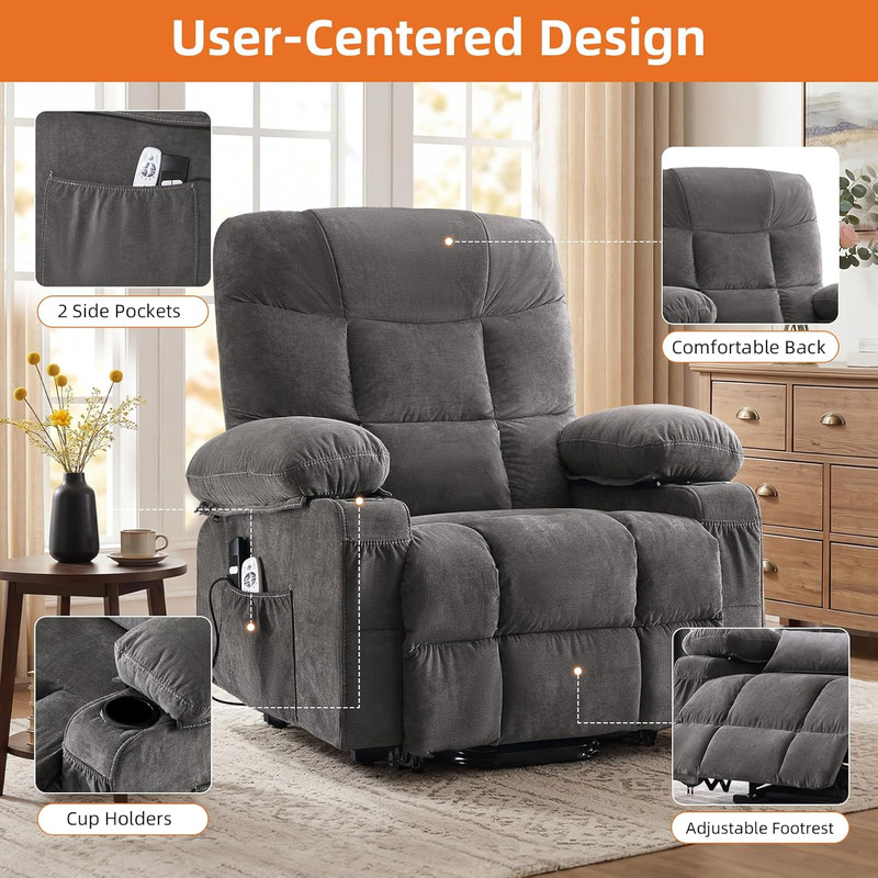 Power Lift Recliner Chair for Elderly,8-Point Vibration Massage & Heat,Electric gallery