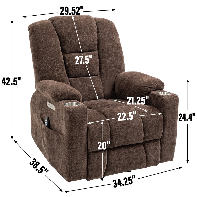 Recliner Chair with Massage and Heat for Elderly, 2 Cup Holders, Easy Accessable gallery