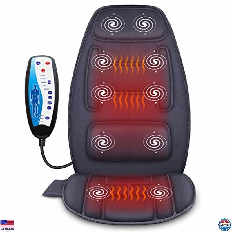 Snailax Heated Massage Seat Cushion – Memory Foam Neck & Lumbar Support, 10