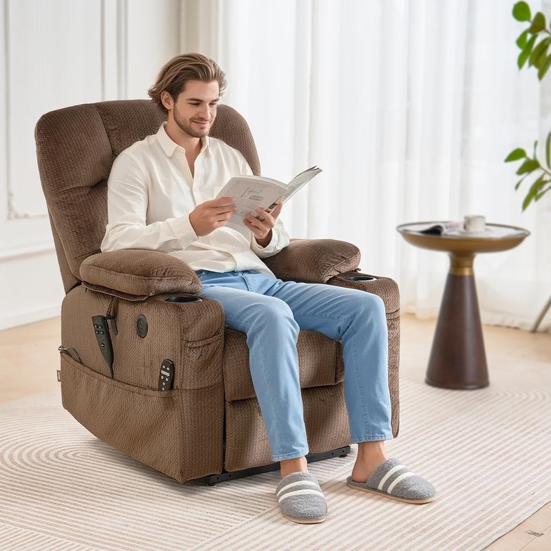 Power Lift Recliner Chair with Heat & Massage, Dual Motor, USB Port, 2 Cup Holde gallery