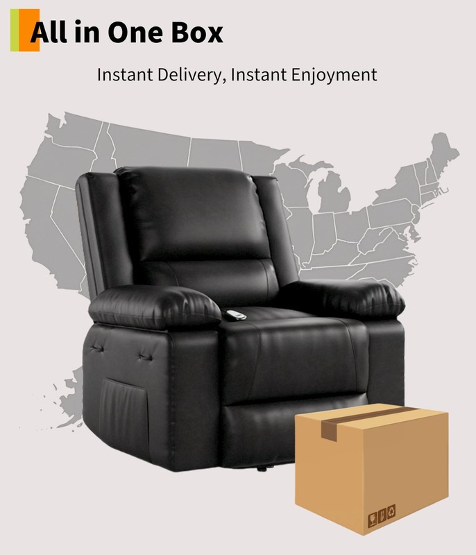 Adjustable Backrest Power Lift Recliner Chair Massage Heat PU Leather Footrest gallery