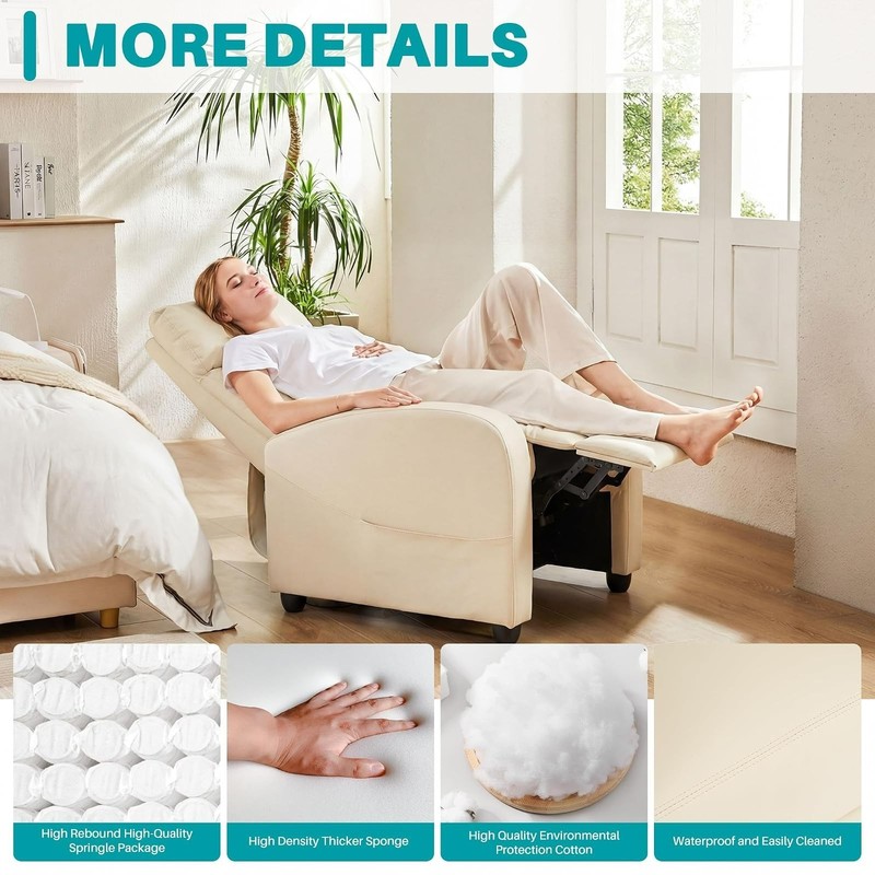 Sweetcrispy Massage Recliner Chair with Lumbar Support - Beige gallery
