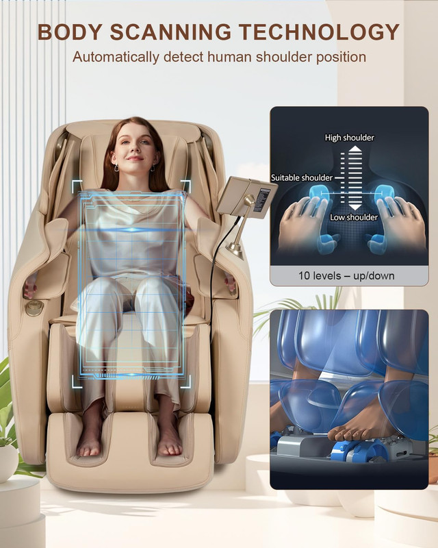 2026 Full Body Massage Chair with Zero Gravity, AI Control & Heating - Beige gallery